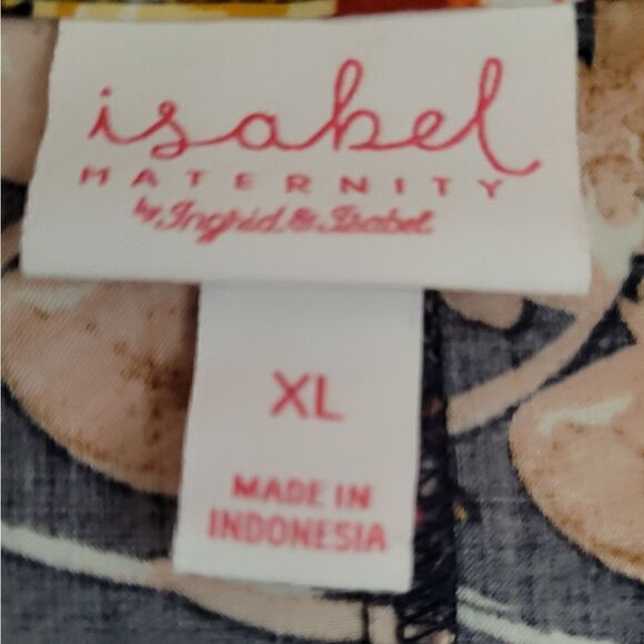 EC ISABEL MATERNITY V-NECK SHORT SLEEVE FLORAL BLOUSE WITH BELT SZ. XL - Picture 3 of 5